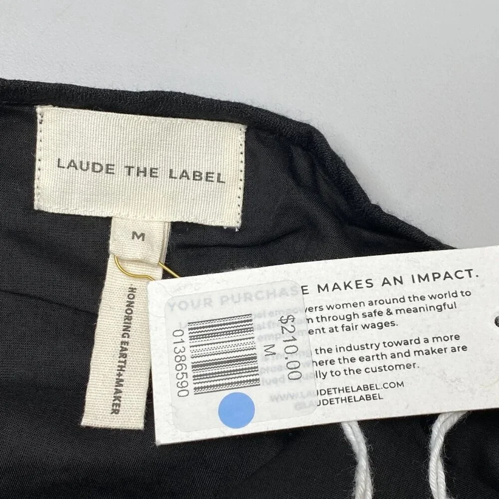 NEW LAUDE THE LABEL Women's 90s Maxi Slip Dress Black Size M Crepe Drape Strappy - Picture 4 of 8